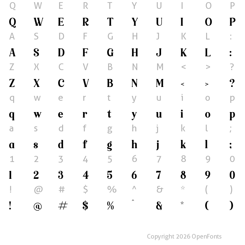 Character Map of Raillinc Regular