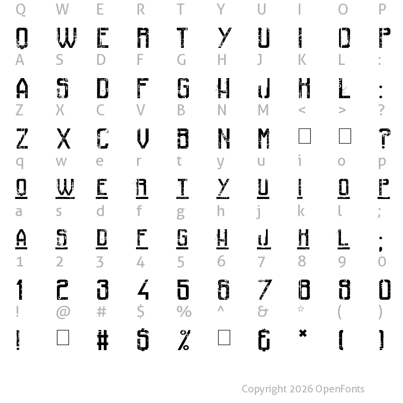 Character Map of Railway To Hells Regular