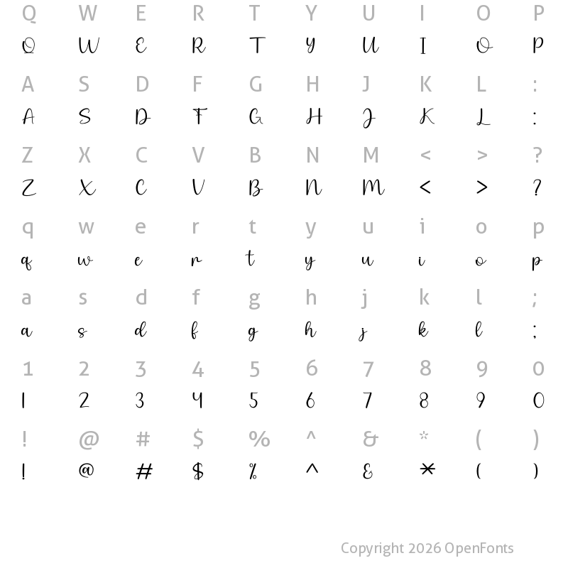 Character Map of Rain In November Regular