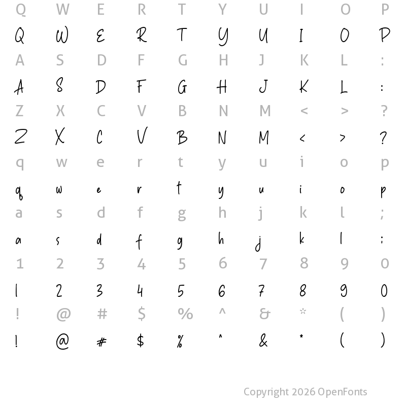 Character Map of Rainbow Paper Regular