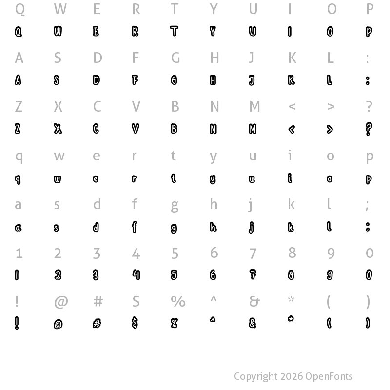 Character Map of Rainbow Regular