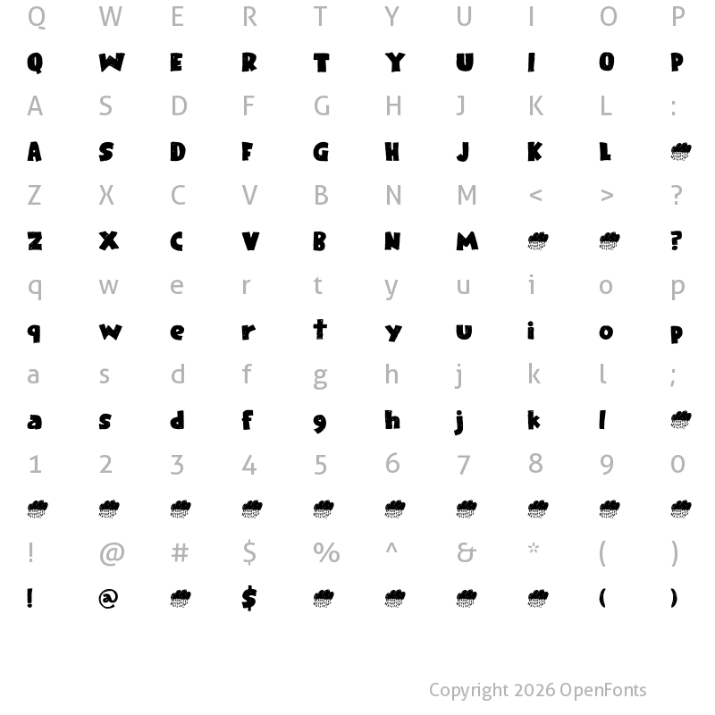 Character Map of Rainclouds DEMO Regular