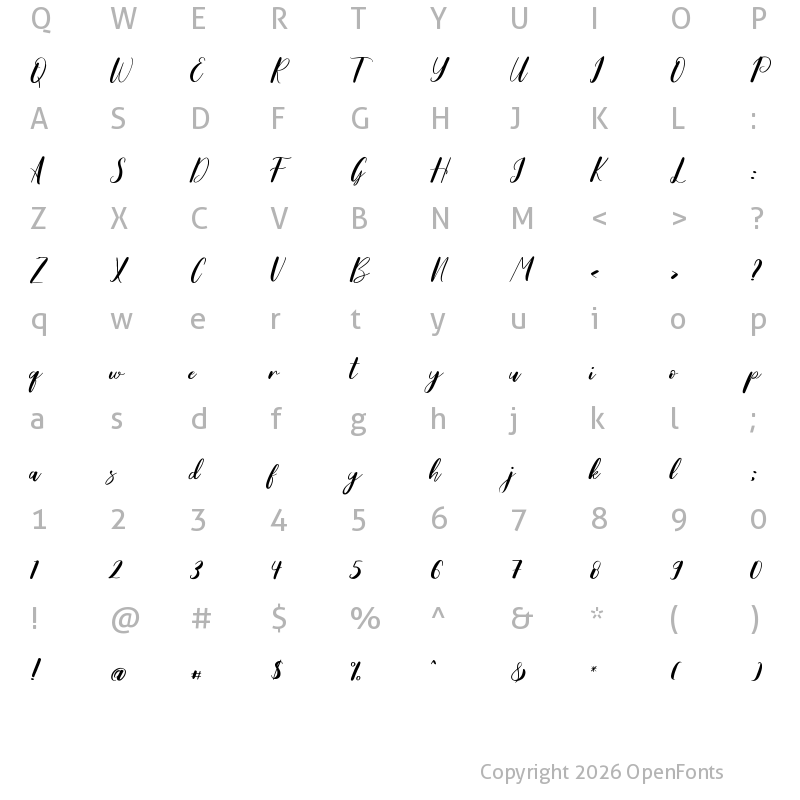 Character Map of Raisyah Regular