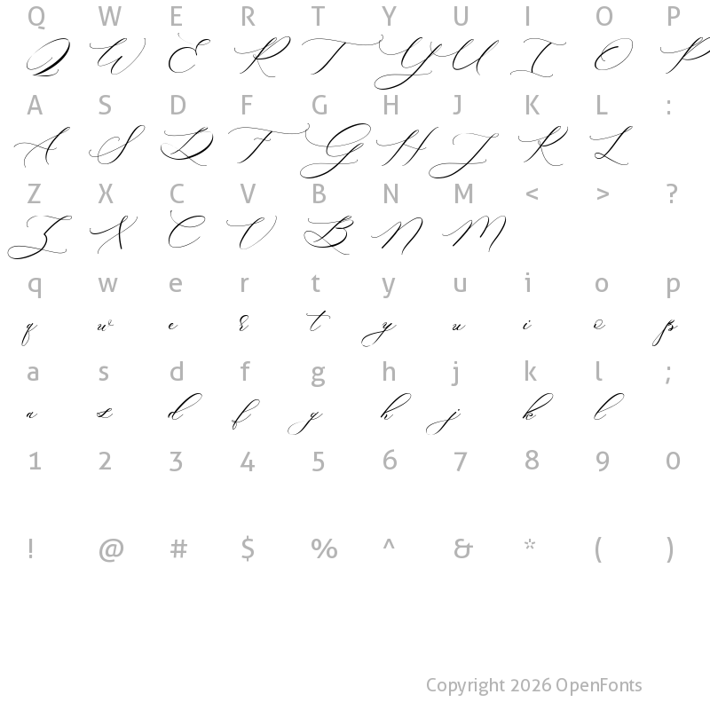 Character Map of Raja Ampat Script Regular