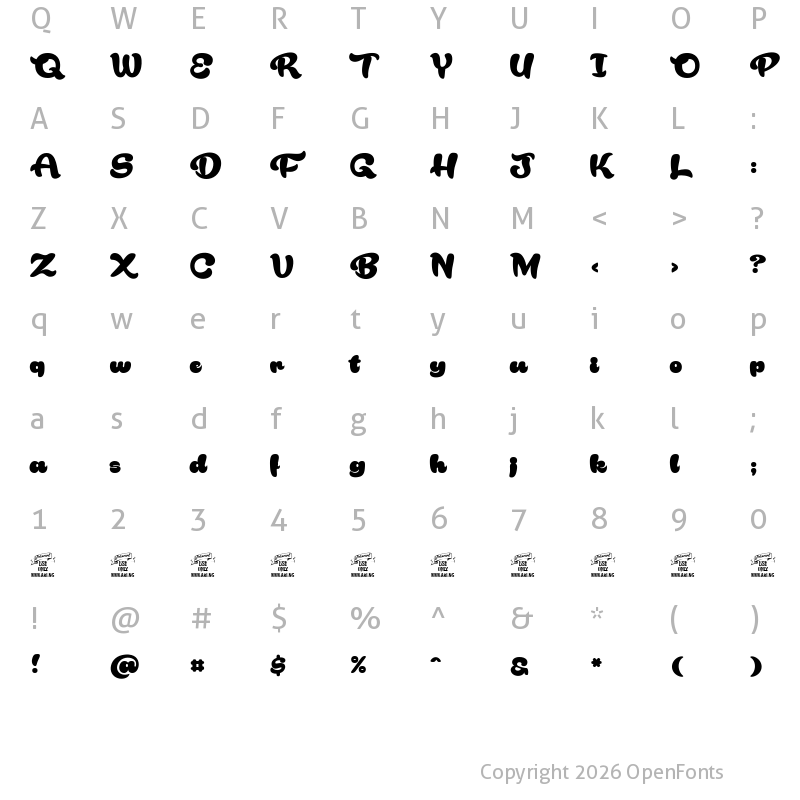 Character Map of Rakoon Personal Use Regular