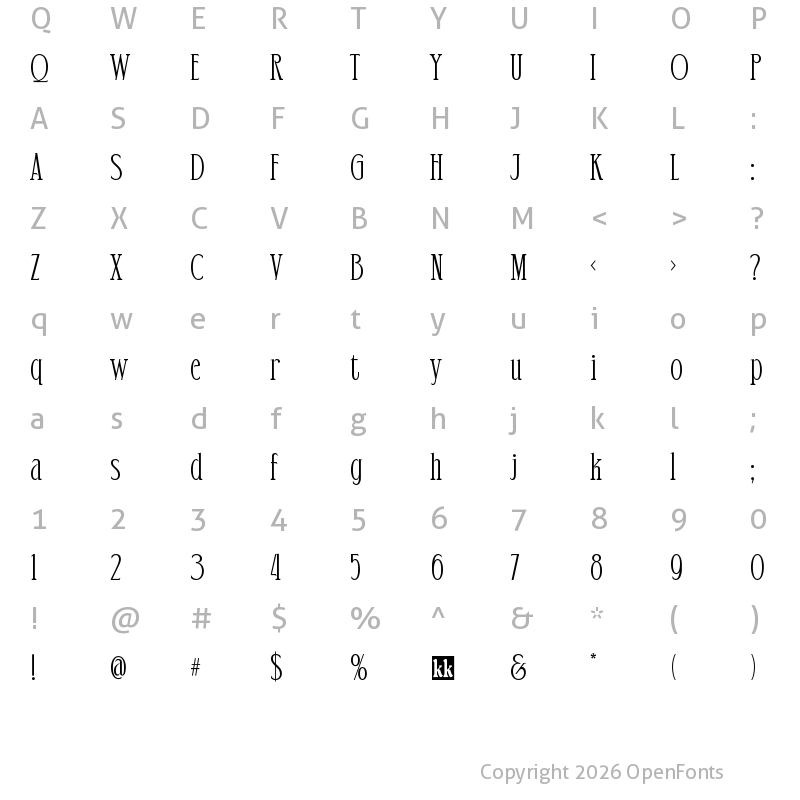 Character Map of Rakushi Regular