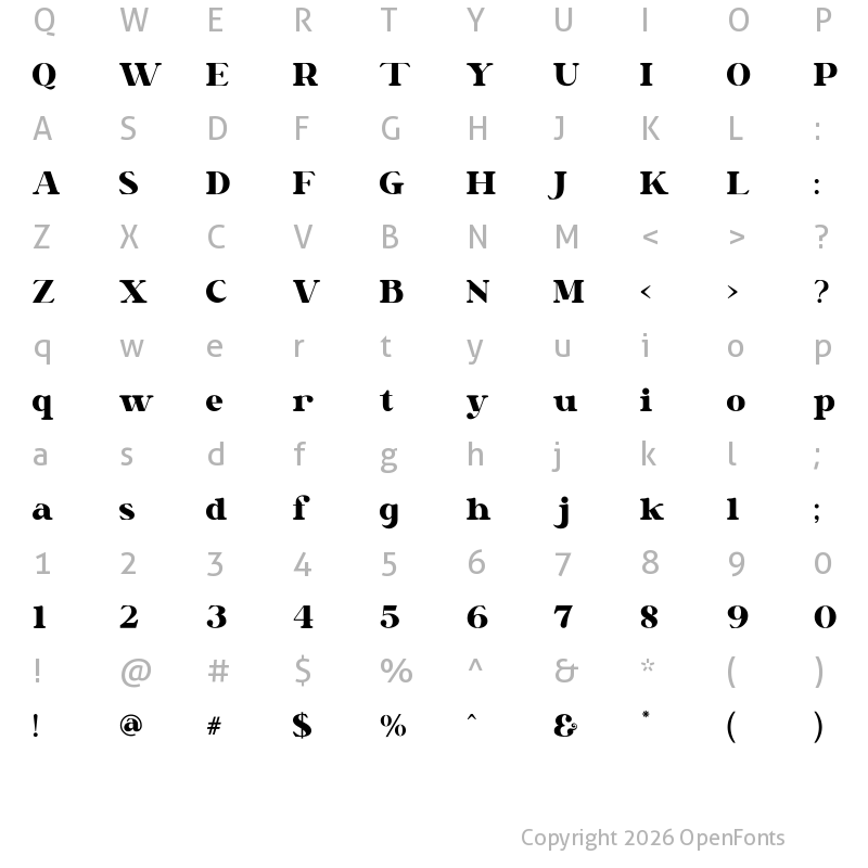 Character Map of Raliha Regular