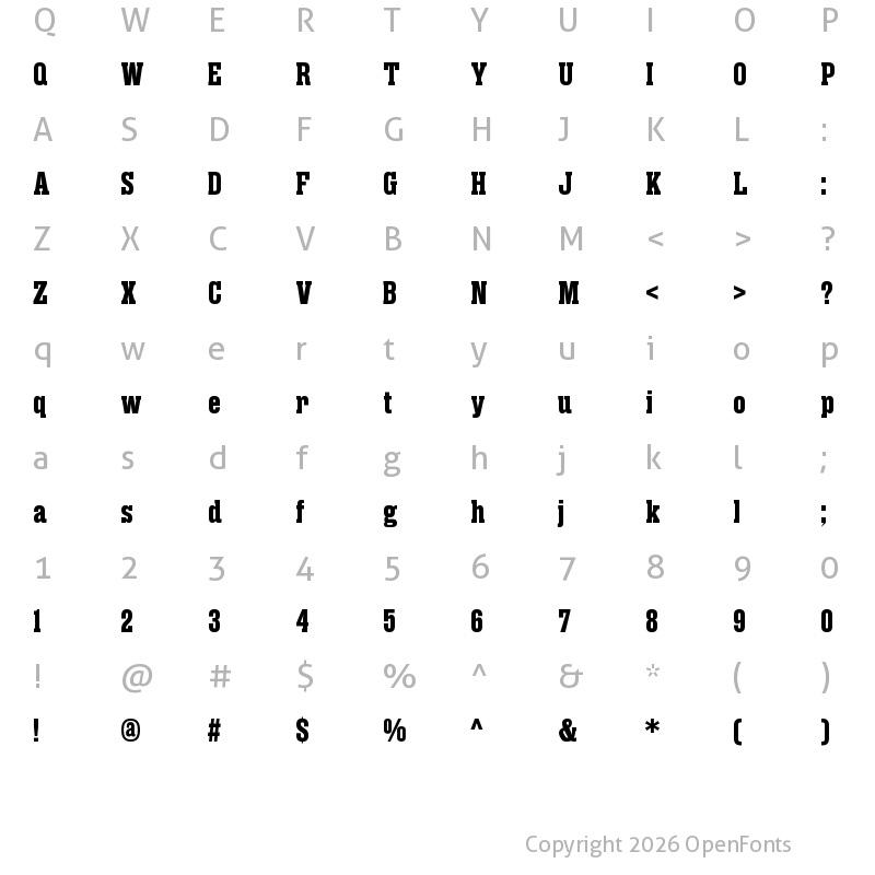 Character Map of RamaSlabEW01-Bold Regular