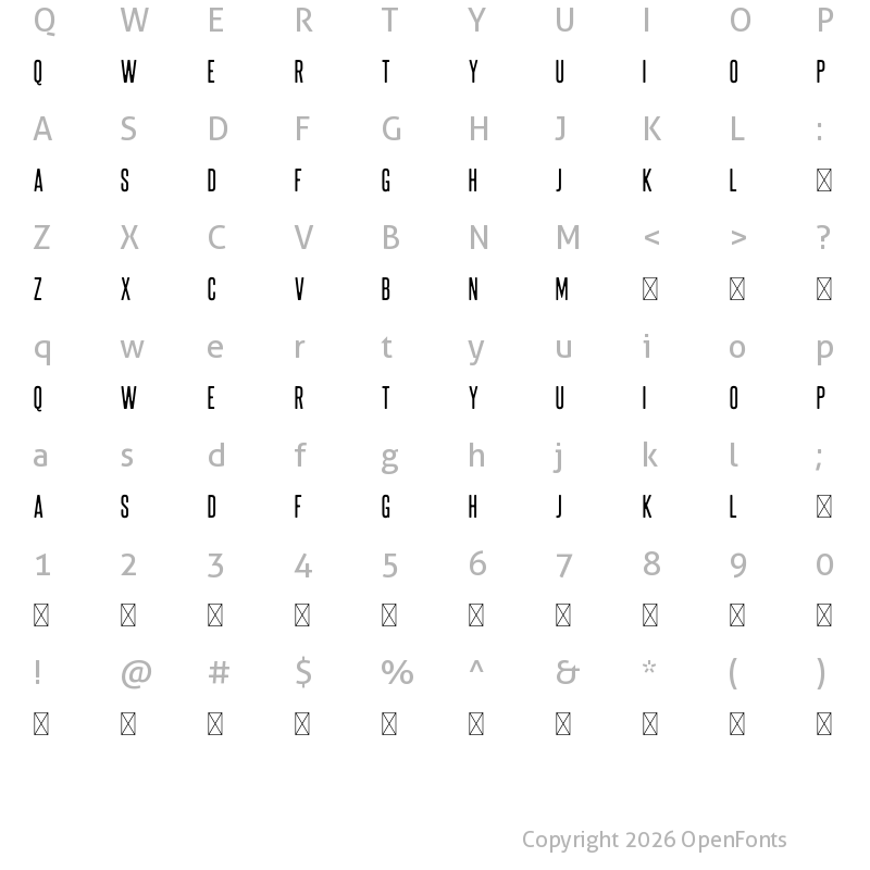Character Map of Ranahan Regular