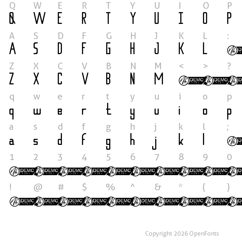 Character Map of Rancaekek Demo Regular