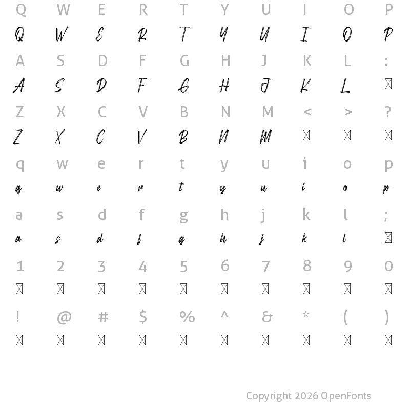 Character Map of Randelles Demo Regular