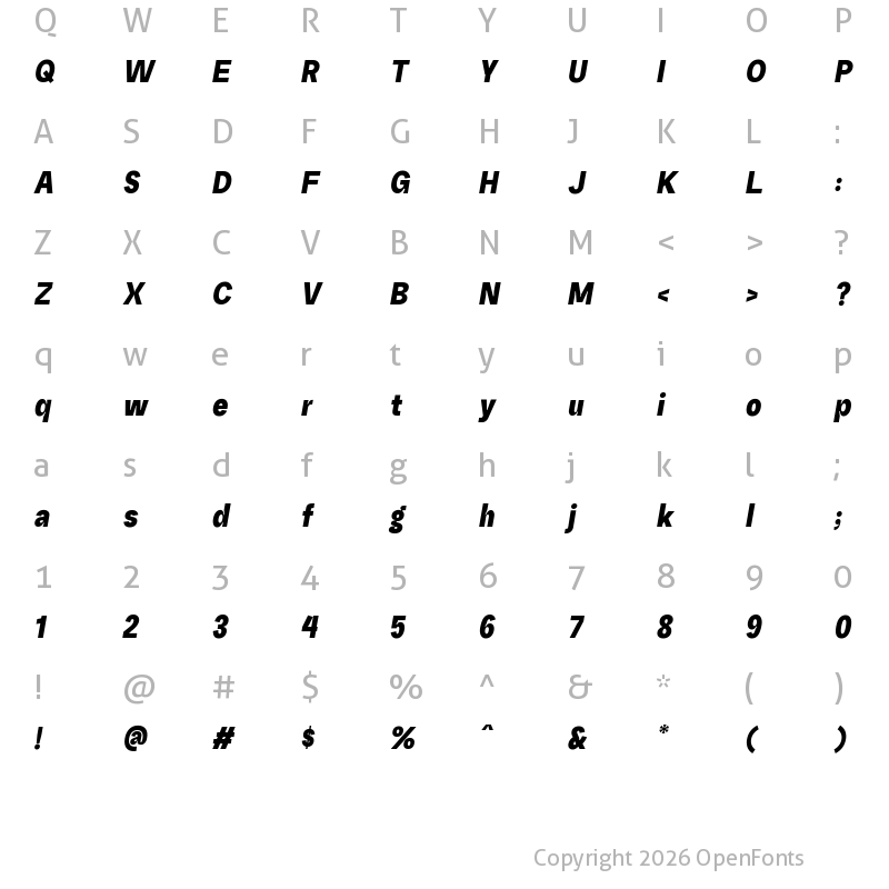 Character Map of Random Grotesque Slim Black SlimBlackIt