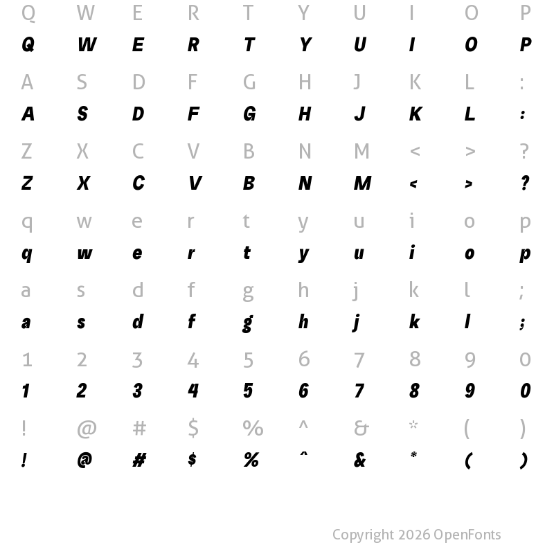 Character Map of Random Grotesque Slim Black SlimBlackItalic