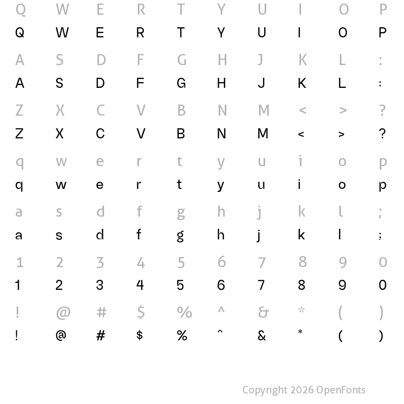 Character Map of Random Grotesque Standard Medium StandardMedium
