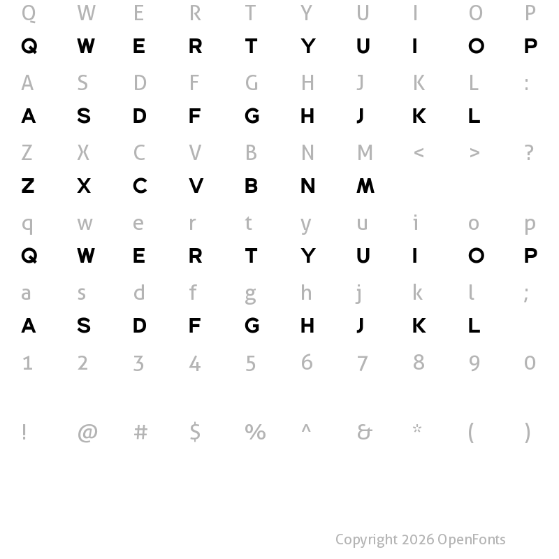 Character Map of Random Nine Bold