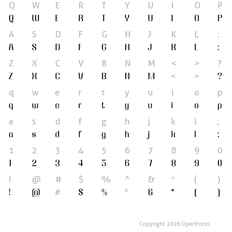 Character Map of Ranoya Regular