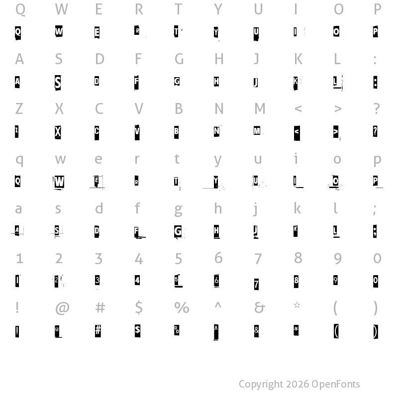 Character Map of Ransom Blanco Zero Regular