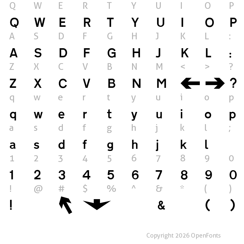 Character Map of Raoul TRANSPORT Britannique Medium
