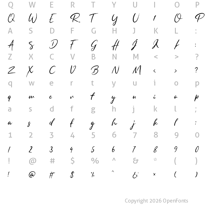 Character Map of Rapha Talia Regular