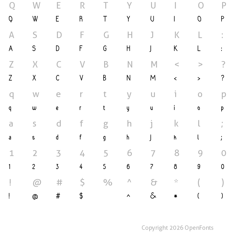 Character Map of Rara Dolor Bold