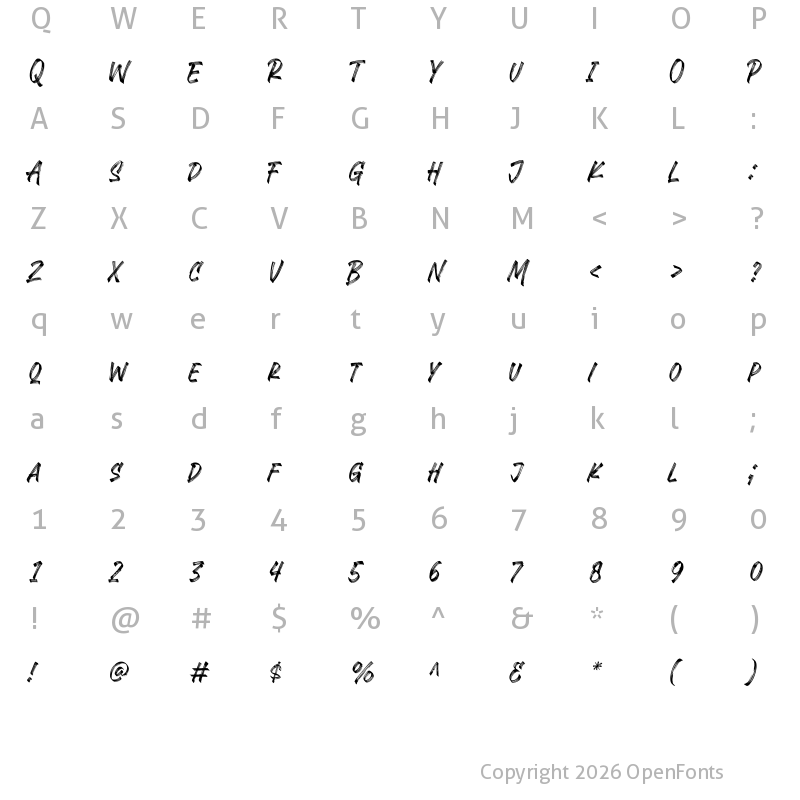 Character Map of Rashavine Regular
