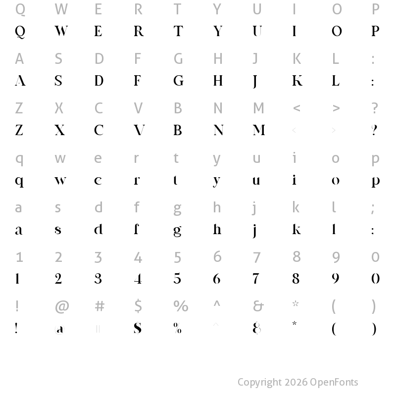 Character Map of RAsings Regular