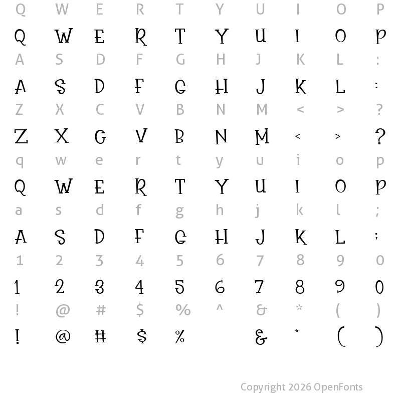 Character Map of Rasionil Regular
