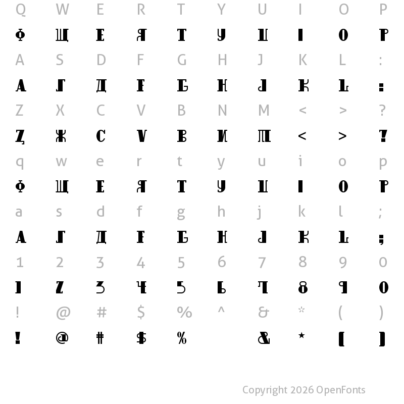 Character Map of Raskalnikov NF Regular