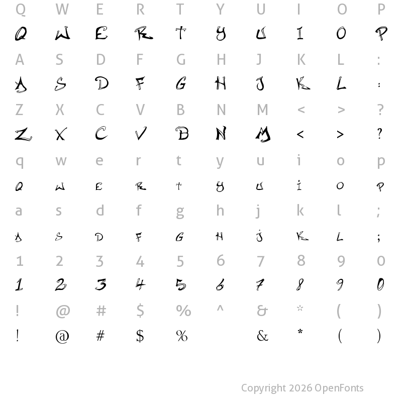 Character Map of Raslani Hip Hop Regular