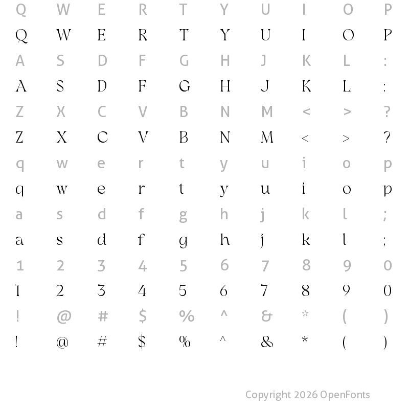 Character Map of Rastaglion Regular