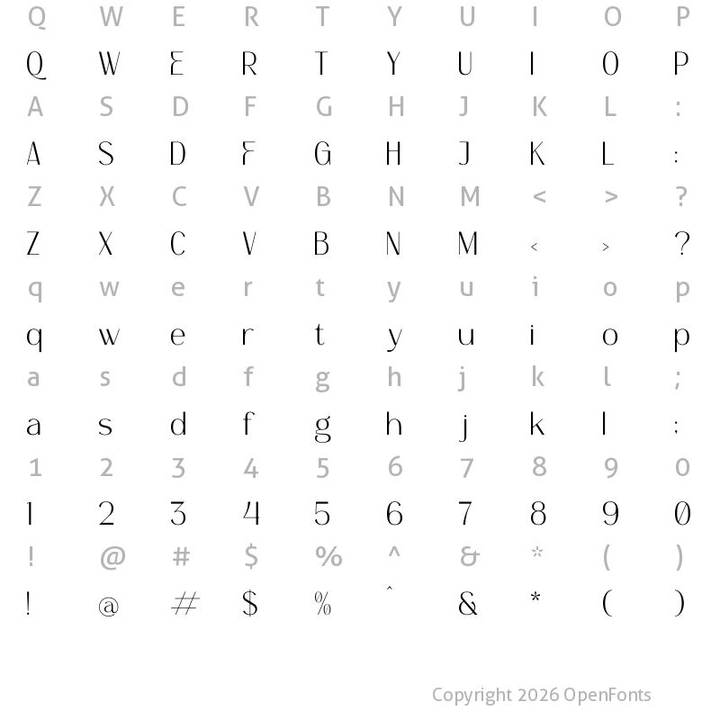 Character Map of Rastefani Regular