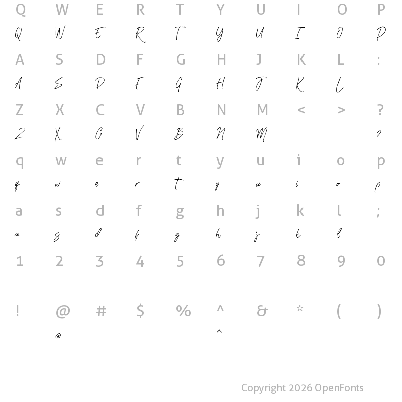 Character Map of Rasthmon Brush DEMO Regular