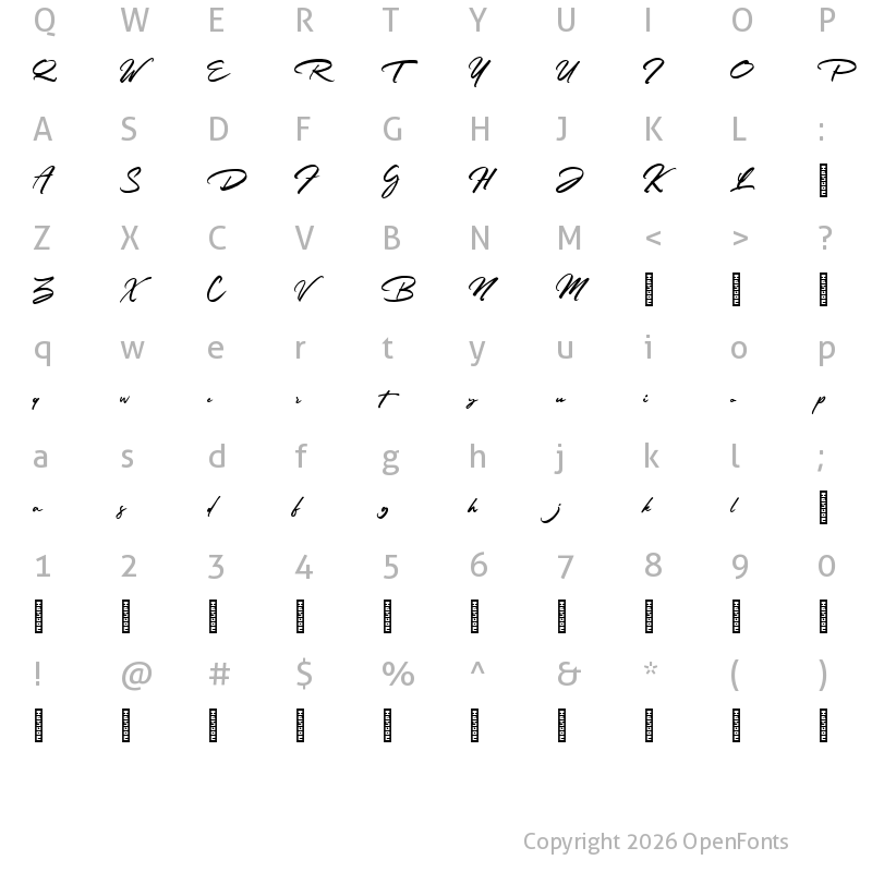 Character Map of Rathiak Regular