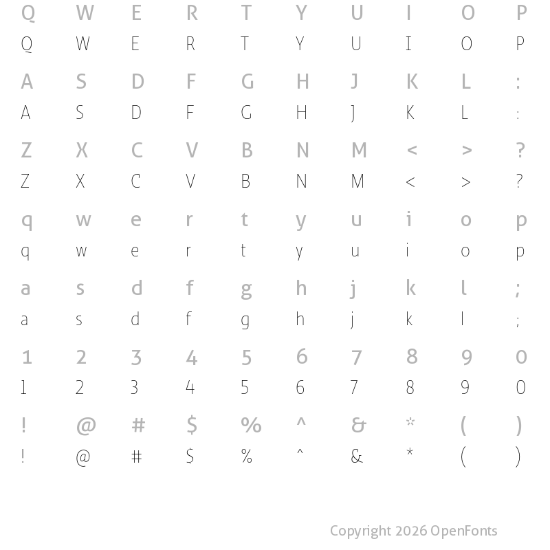 Character Map of Ratio Display Thin
