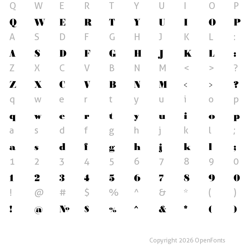 Character Map of Ratio Modern ExtraBold