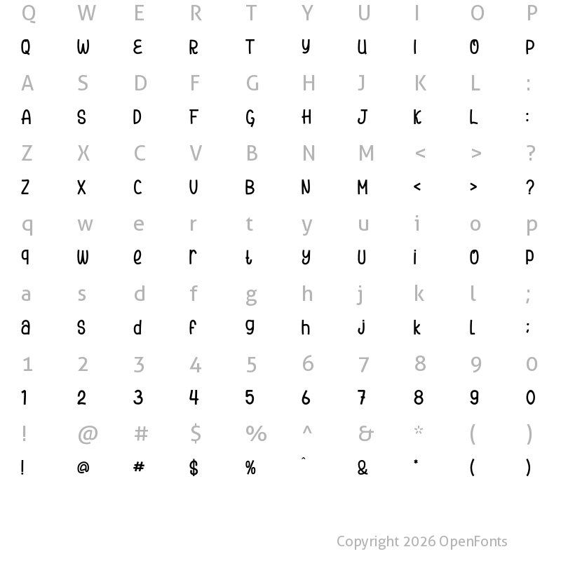 Character Map of Raumaly Regular