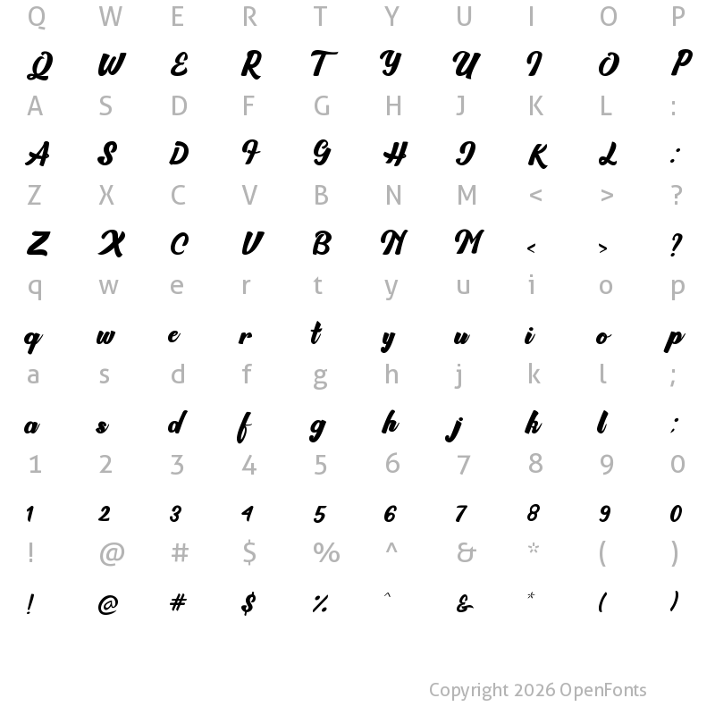 Character Map of Rawhill Regular