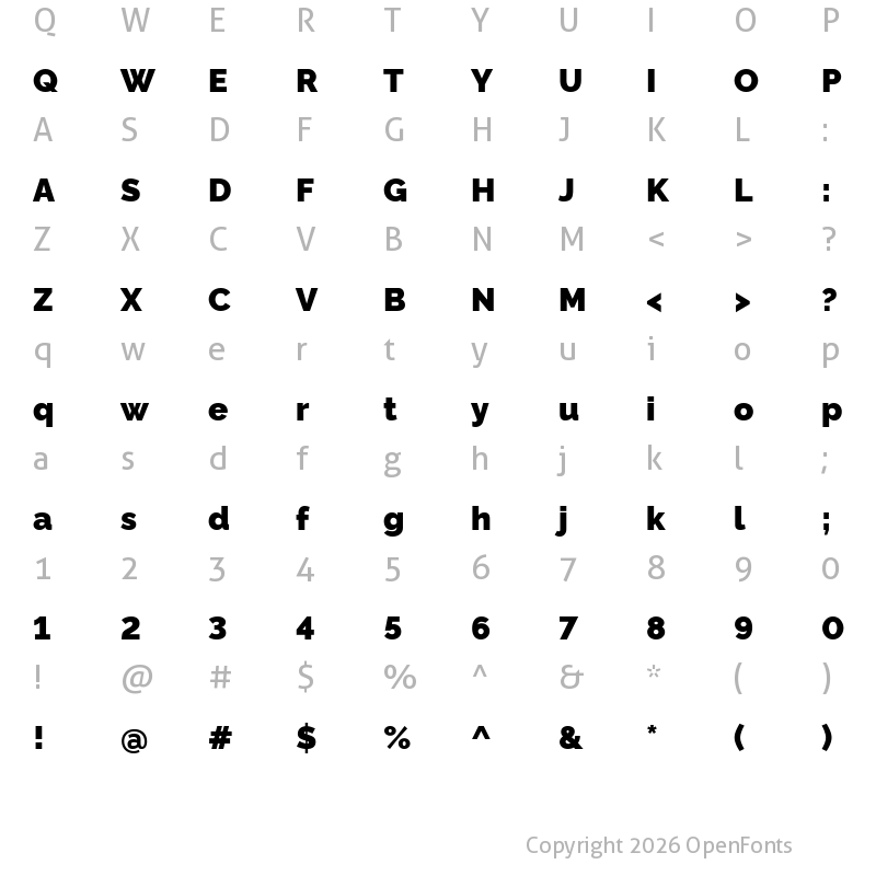 Character Map of Rawline Black