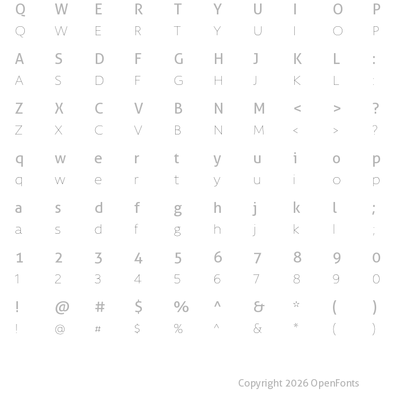 Character Map of Rawson Thin