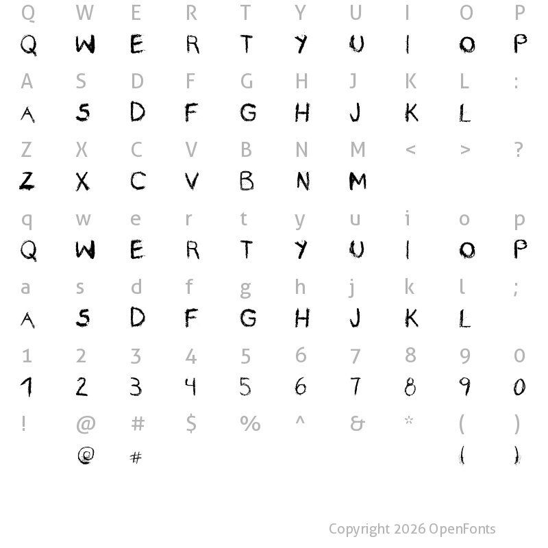 Character Map of rayando Regular