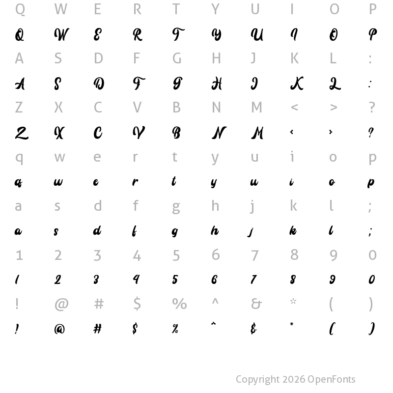 Character Map of Rayhue Regular