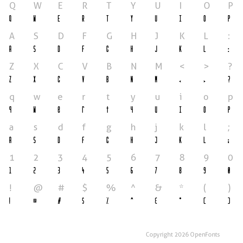 Character Map of RC Rocket Regular