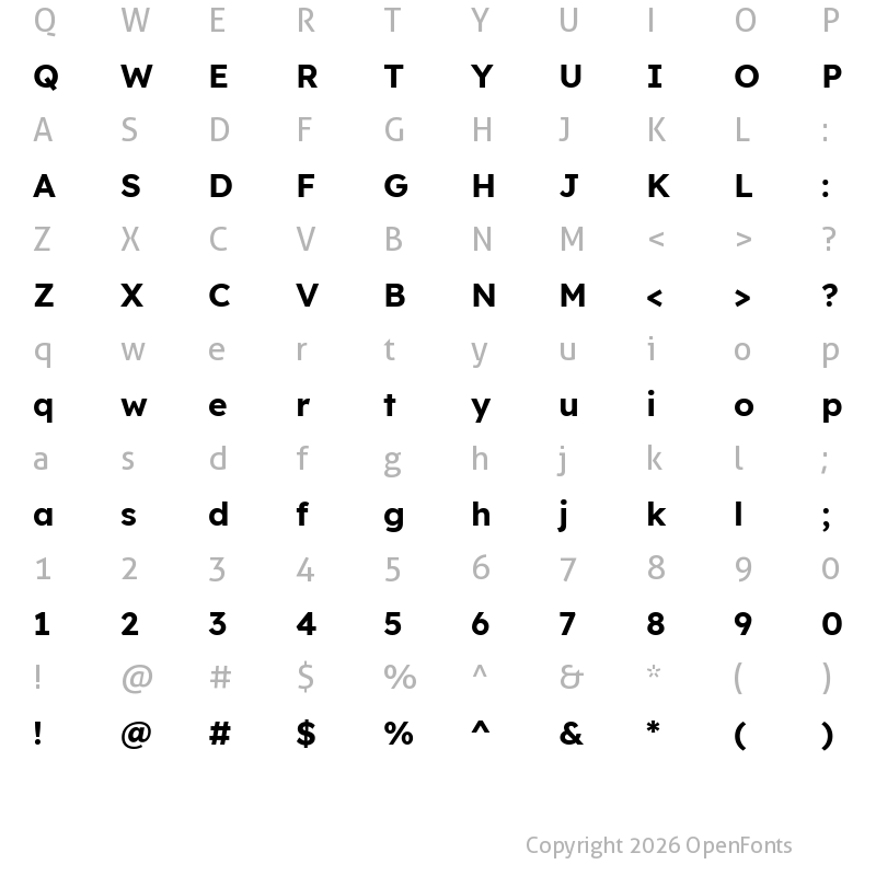 Character Map of Readex Pro bold