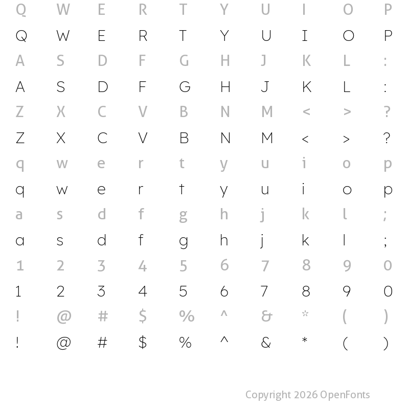 Character Map of Readex Pro Light
