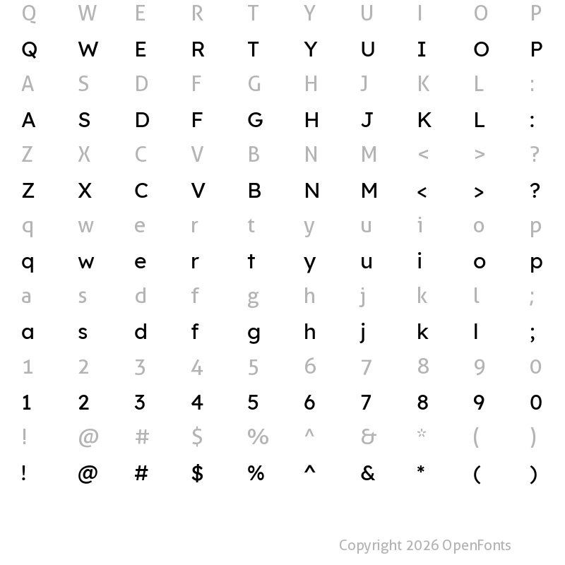 Character Map of Readex Pro Medium