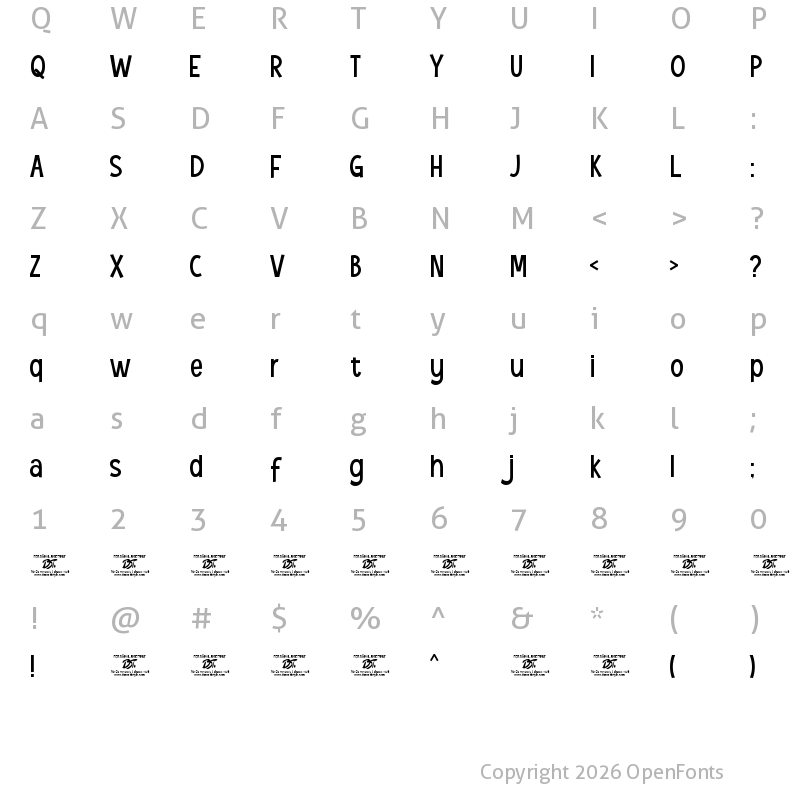 Character Map of Readzone Regular