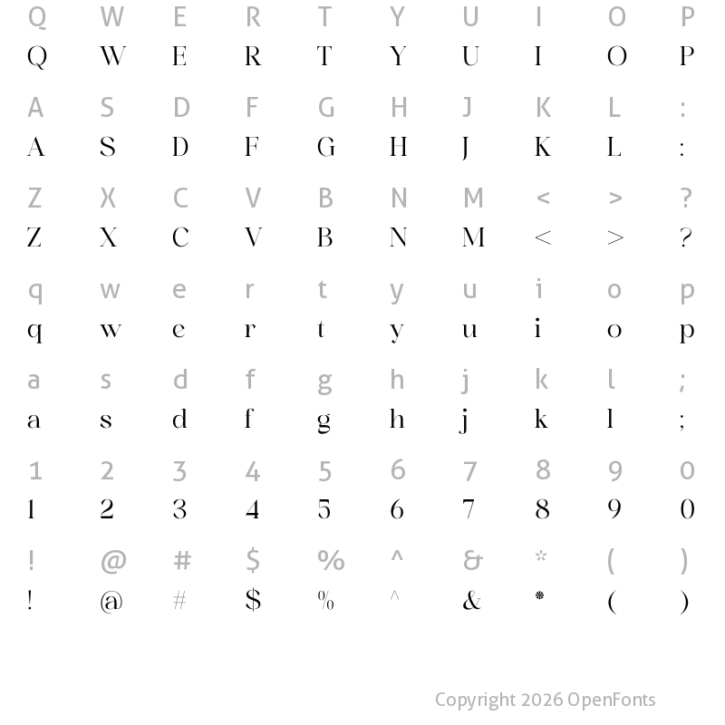 Character Map of reailge Regular