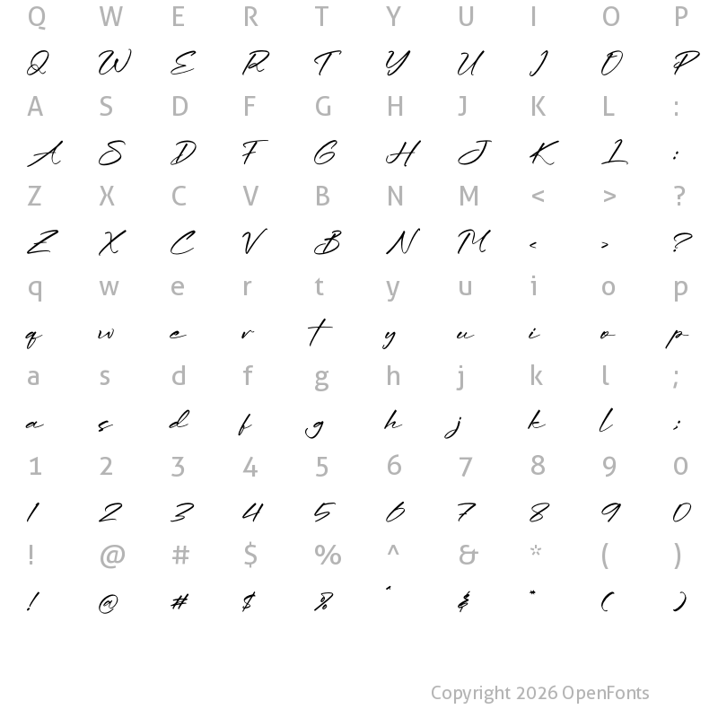 Character Map of Realista Thiffany Regular