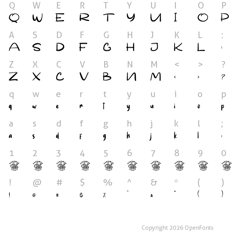 Character Map of Realova Regular