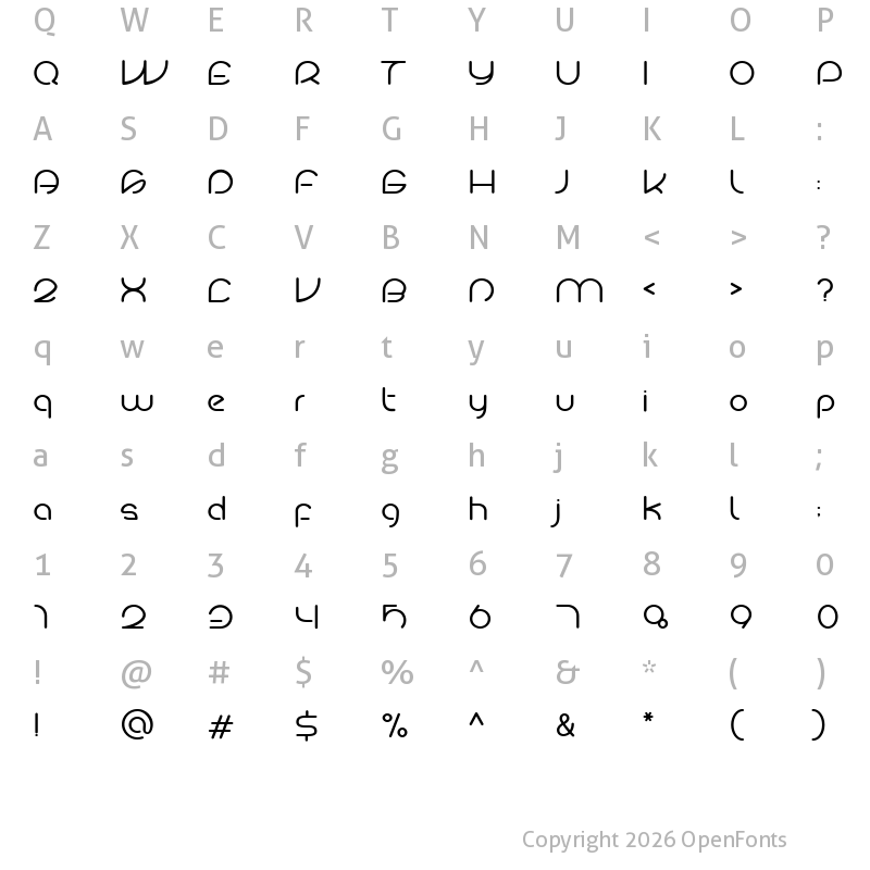 Character Map of Rebelion Regular